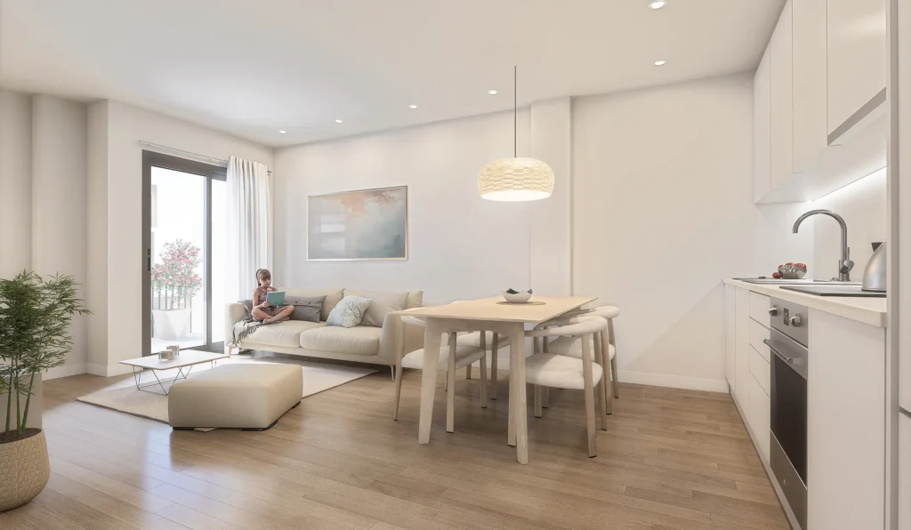 Renders exteriors i interiors edifici a Girona per anbimedia3d