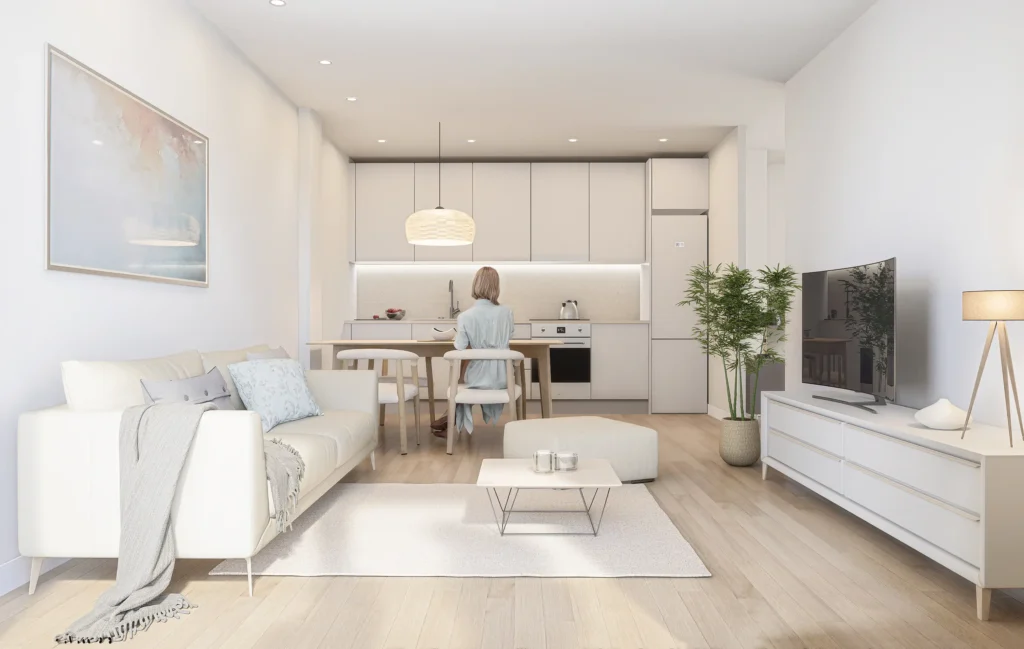 Renders exteriors i interiors edifici a Girona per anbimedia3d